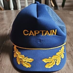 Source Unknown Navy and Gold Captain Hat